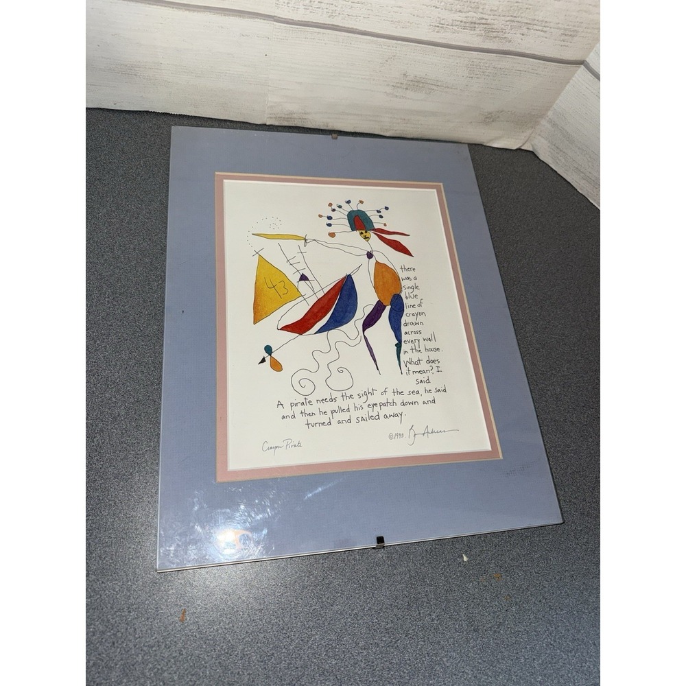 Story People Brian Andreas 'crayon‎ Pirate Signed Matted Glass Cover